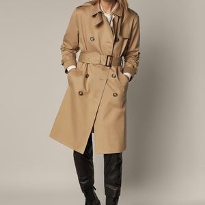 Massimo Dutti Classic Trench Coat with Striped Lining | Sold Out | Tan | Size XS